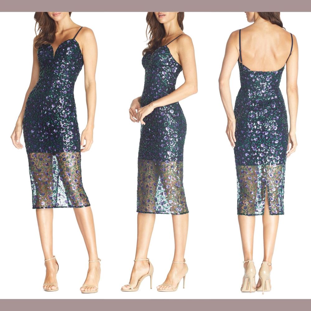 Dress the Population Addison Sequin Lace Cocktail Dress size Large